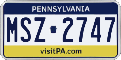 PA license plate MSZ2747