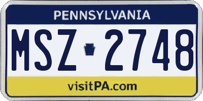 PA license plate MSZ2748