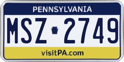 PA license plate MSZ2749
