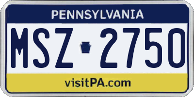 PA license plate MSZ2750