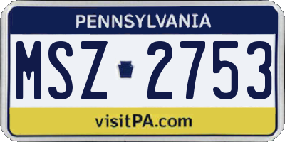 PA license plate MSZ2753