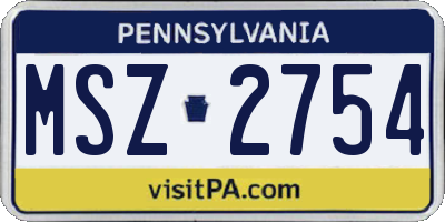PA license plate MSZ2754