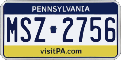 PA license plate MSZ2756