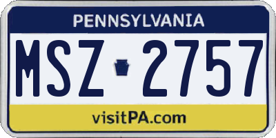 PA license plate MSZ2757