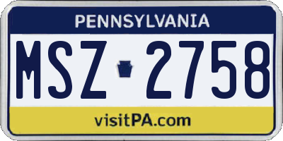 PA license plate MSZ2758