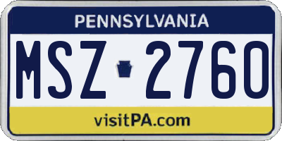 PA license plate MSZ2760