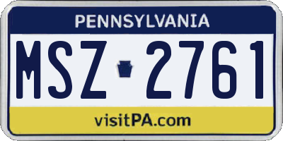 PA license plate MSZ2761