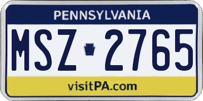 PA license plate MSZ2765