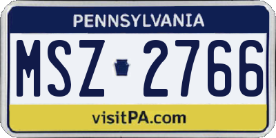 PA license plate MSZ2766