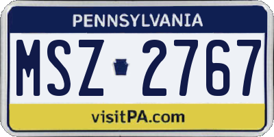 PA license plate MSZ2767