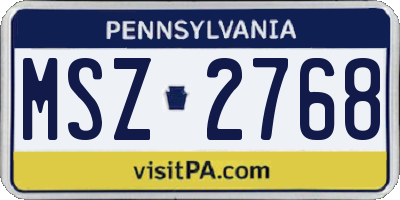 PA license plate MSZ2768