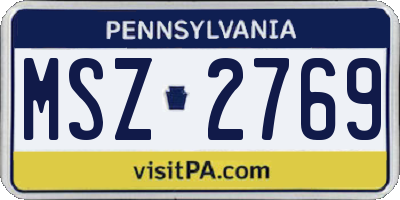 PA license plate MSZ2769