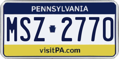 PA license plate MSZ2770
