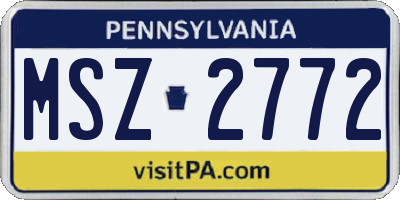 PA license plate MSZ2772