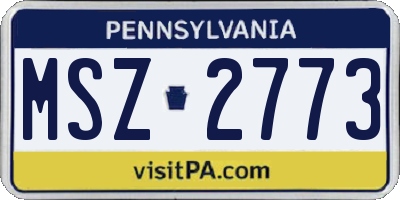 PA license plate MSZ2773