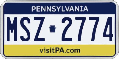 PA license plate MSZ2774