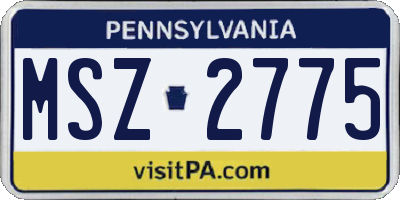 PA license plate MSZ2775