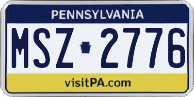 PA license plate MSZ2776