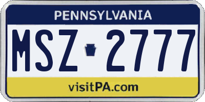 PA license plate MSZ2777