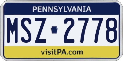 PA license plate MSZ2778