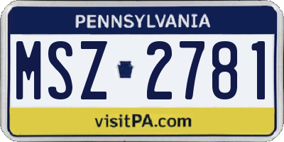 PA license plate MSZ2781