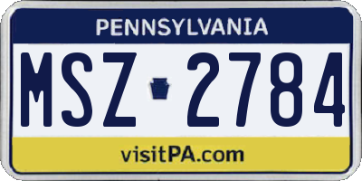 PA license plate MSZ2784