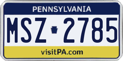 PA license plate MSZ2785