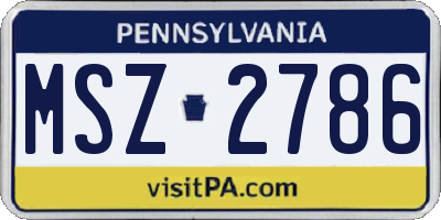 PA license plate MSZ2786