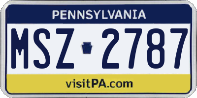 PA license plate MSZ2787