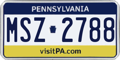 PA license plate MSZ2788