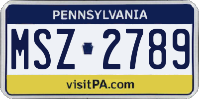 PA license plate MSZ2789