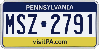 PA license plate MSZ2791