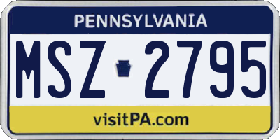 PA license plate MSZ2795