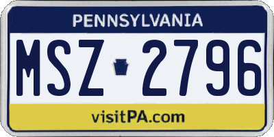 PA license plate MSZ2796