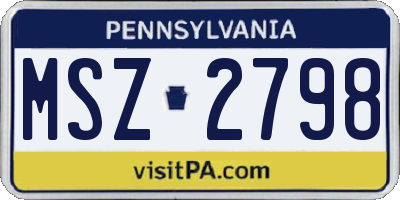 PA license plate MSZ2798