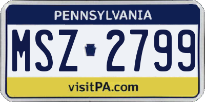 PA license plate MSZ2799