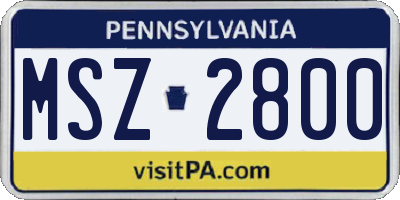 PA license plate MSZ2800