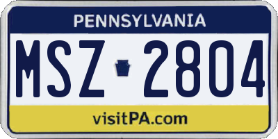 PA license plate MSZ2804
