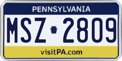PA license plate MSZ2809
