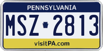 PA license plate MSZ2813