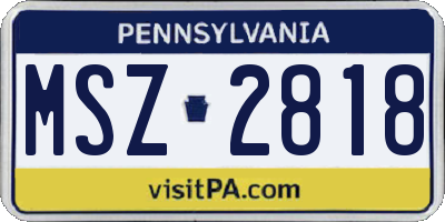 PA license plate MSZ2818
