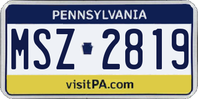 PA license plate MSZ2819