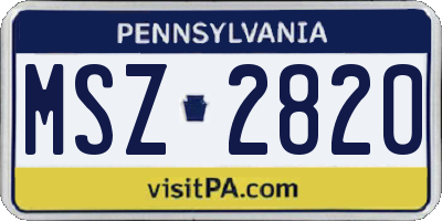 PA license plate MSZ2820