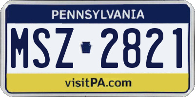 PA license plate MSZ2821