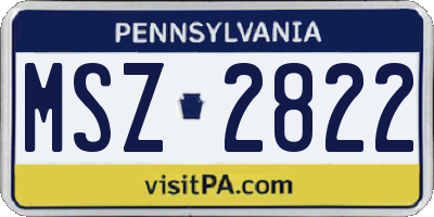 PA license plate MSZ2822