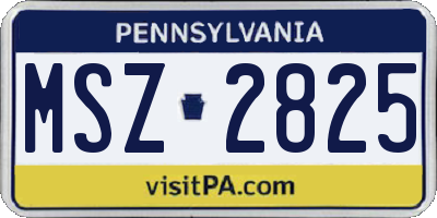 PA license plate MSZ2825