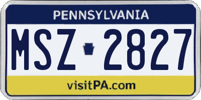 PA license plate MSZ2827