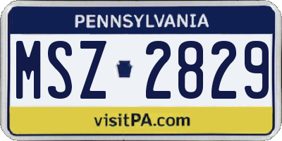 PA license plate MSZ2829