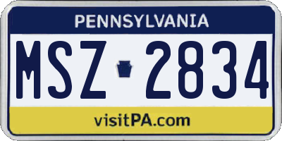 PA license plate MSZ2834
