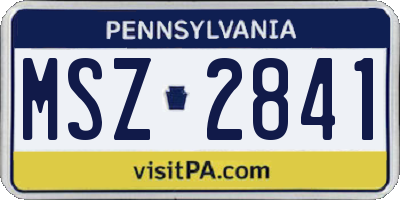 PA license plate MSZ2841